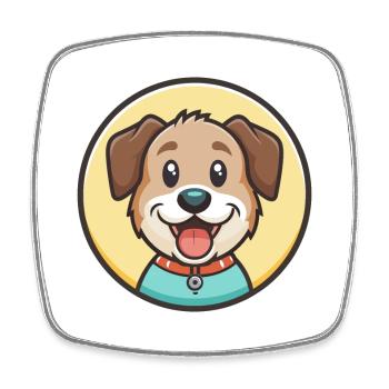 Billy Dog Race Dessin animé Kawaii Clipart Animal de compagnie - Magnet carré - blanc - Devant