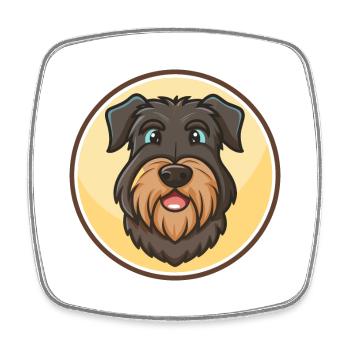 Noir Russe Terrier Chien Race Dessin Animé Kawaii Pet - Magnet carré - blanc - Devant