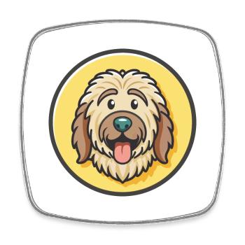 Bergamasco Schäferhund Hunderasse Lustige Karikatur Kawaii - Viereckiger Kühlschrankmagnet - Weiß - Vorne