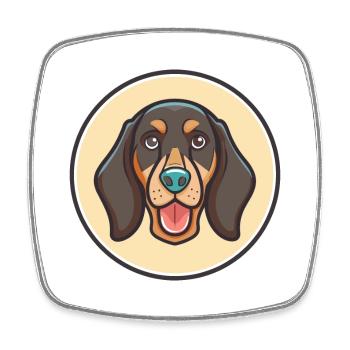 Schwarz Und Tan Coonhound Hunderasse Karikatur Kawaii - Viereckiger Kühlschrankmagnet - Weiß - Vorne