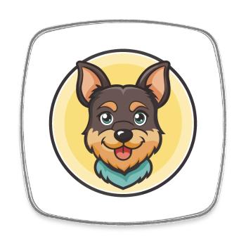 Terrier noir et feu, race de chien, dessin animé kawaii - Magnet carré - blanc - Devant