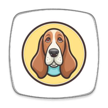 Blue Gascony Basset Dog Breed Funny Cartoon Kawaii - Square fridge magnet - white - Front