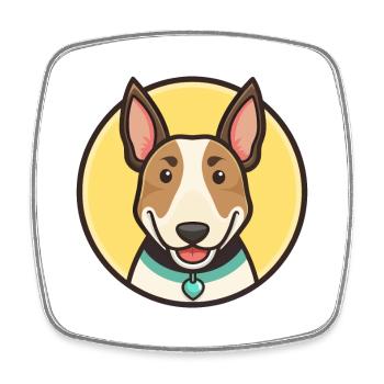 Bullterrier Miniatur Hunderasse Cartoon Kawaii - Viereckiger Kühlschrankmagnet - Weiß - Vorne