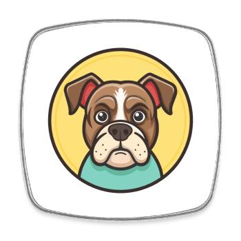 Bulle Boxer Hund Rasse Karikatur Kawaii Clipart Tier - Viereckiger Kühlschrankmagnet - Weiß - Vorne