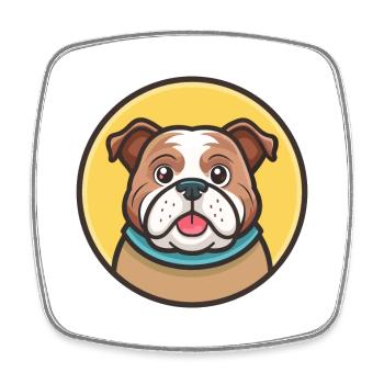 Bouledogue Chien Race Dessin animé Personnage Kawaii Clipart - Magnet carré - blanc - Devant