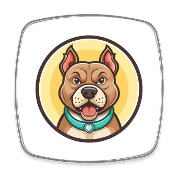 Bully Kutta Race de chien Dessin animé drôle Kawaii Clipart - Magnet carré - blanc - Devant