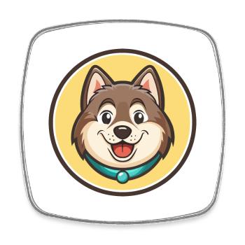 Chien Esquimau Canadien Race Dessin Animé Kawaii Clipart - Magnet carré - blanc - Devant