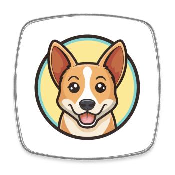 Canaan chien race dessin animé Kawaii Clipart animal de compagnie - Magnet carré - blanc - Devant