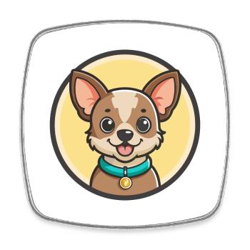 Can De Chira Chien Race Dessin animé Kawaii Clipart Animal de compagnie - Magnet carré - blanc - Devant