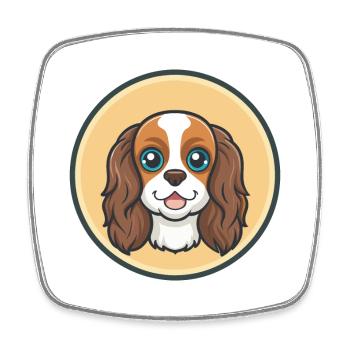 Cavalier Dog Breed Colorful Cartoon Kawaii Clipart - Square fridge magnet - white - Front