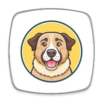 Dessin animé Kawaii de race de chien de berger d'Asie centrale - Magnet carré - blanc - Devant