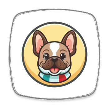 Chien Francais Hunderasse Cartoon Kawaii Clipart - Viereckiger Kühlschrankmagnet - Weiß - Vorne