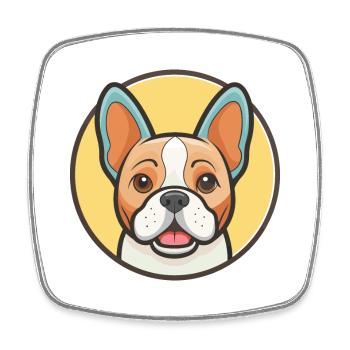 Chien Francais Blanc Et Orange Dog Breed Cartoon - Square fridge magnet - white - Front