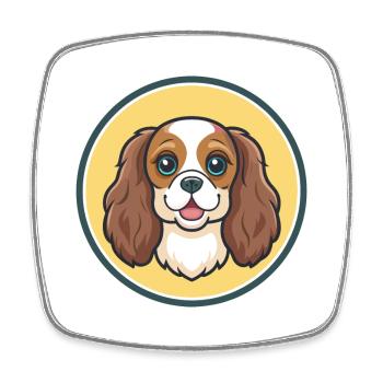 Dessin animé de la race de chien Cavalier King Charles Spaniel - Magnet carré - blanc - Devant