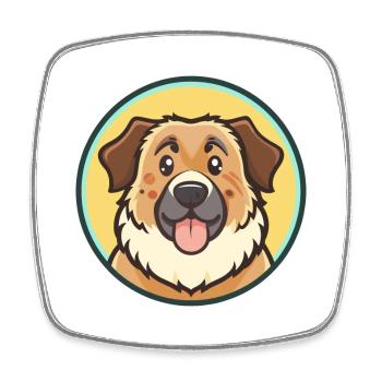 Caucasian Shepherd Dog Breed Cartoon Kawaii - Square fridge magnet - white - Front