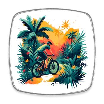Cyclist - Square fridge magnet - white - Front