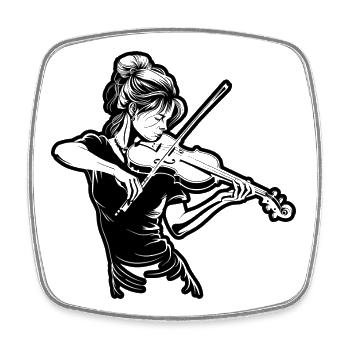 Fiddle Girl Drawing - Square fridge magnet - white - Front