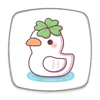Mignon Lucky Ducky Trèfle à quatre feuilles - Magnet carré - blanc - Devant