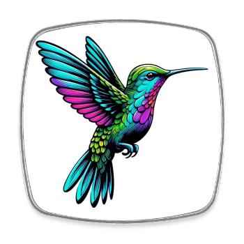 Kolibri - Viereckiger Kühlschrankmagnet - Weiß - Vorne