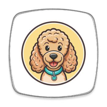 Corded Poodle Dog Breed Cartoon Kawaii Clipart Pet - Square fridge magnet - white - Front
