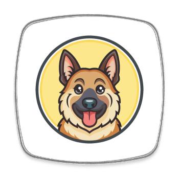 Kroatischer Schäferhund, Rasse, Cartoon, Kawaii Clipart - Viereckiger Kühlschrankmagnet - Weiß - Vorne