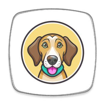 Chien de race crétoise, dessin animé kawaii, clipart pour animaux de compagnie - Magnet carré - blanc - Devant