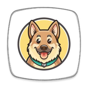 Chinook-Hunderasse, Zeichentrickfigur, Kawaii Clipart - Viereckiger Kühlschrankmagnet - Weiß - Vorne
