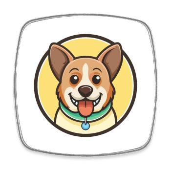 Illustration clipart kawaii de dessin animé de race de chien Cur - Magnet carré - blanc - Devant