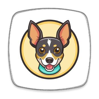 Dessin animé kawaii de race de chien Decker Rat Terrier - Magnet carré - blanc - Devant