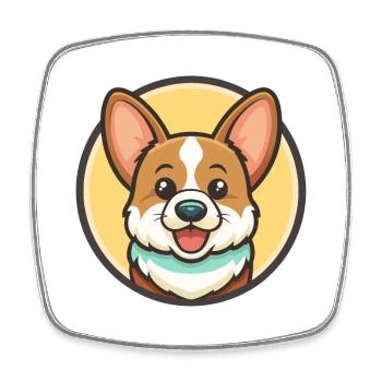 Corgi Dog Race Dessin animé Kawaii Clipart Animal de compagnie - Magnet carré - blanc - Devant