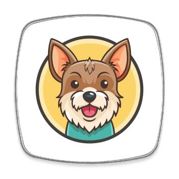 Chilean Terrier Dog Breed Cartoon Kawaii Clipart - Square fridge magnet - white - Front