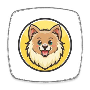 Chien Spitz danois, dessin animé Kawaii, clipart pour animaux de compagnie - Magnet carré - blanc - Devant