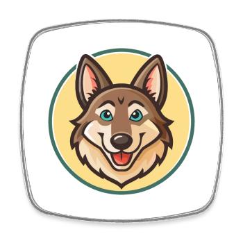Chien-loup tchécoslovaque Race de chien Dessin animé Kawaii Pet - Magnet carré - blanc - Devant