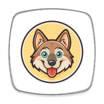 Chien-loup tchécoslovaque Race de chien Dessin animé Kawaii - Magnet carré - blanc - Devant
