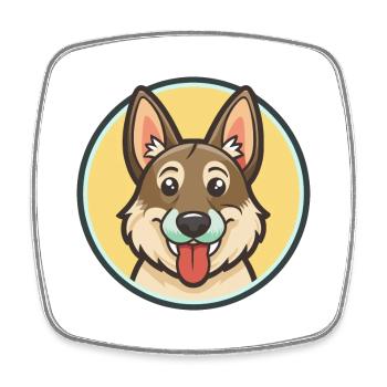 Tchécoslovaque Vlcak Chien Race Dessin animé Kawaii Animal de compagnie - Magnet carré - blanc - Devant