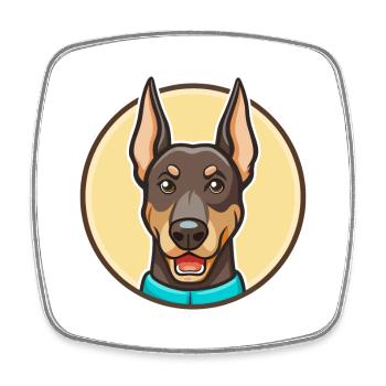Doberman Pinscher Chien Race Dessin animé Kawaii Clipart - Magnet carré - blanc - Devant