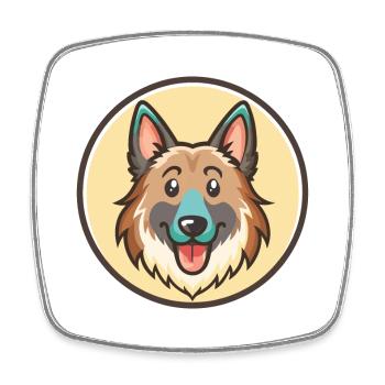Chien de berger croate, race de chien, dessin animé kawaii clipart - Magnet carré - blanc - Devant