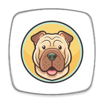 Dessin animé kawaii de la race de chien Shar Pei chinois - Magnet carré - blanc - Devant