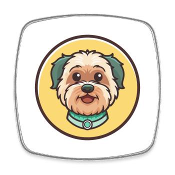 Dandie Dinmont Terrier Dog Breed Cartoon Kawaii - Square fridge magnet - white - Front