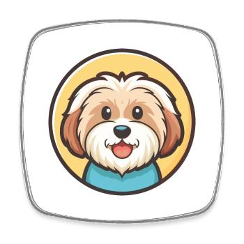 Coton De Tulear Chien Race Dessin animé Kawaii Clipart - Magnet carré - blanc - Devant