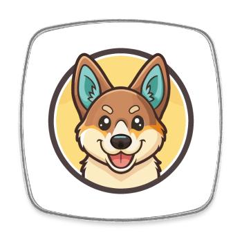 Dingo Hund Rasse Cartoon Kawaii Clipart Tier Haustier - Viereckiger Kühlschrankmagnet - Weiß - Vorne