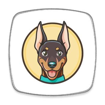 Doberman Chien Race Coloré Dessin animé Kawaii Clipart - Magnet carré - blanc - Devant