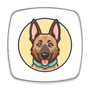 Dutch Shepherd Dog Breed Cartoon Kawaii Clipart - Square fridge magnet - white - Front
