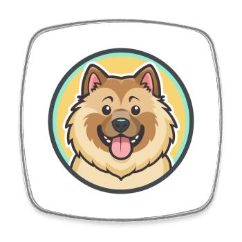 Eurasier Dog Breed Colorful Cartoon Kawaii Clipart - Square fridge magnet - white - Front