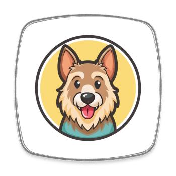 Dutch Smoushond Dog Breed Cartoon Kawaii Clipart - Square fridge magnet - white - Front