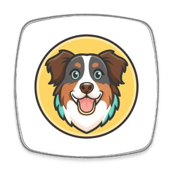English Shepherd Dog Breed Cartoon Kawaii Clipart - Square fridge magnet - white - Front