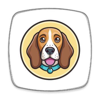 Finnish Hound Dog Breed Cartoon Kawaii Clipart Pet - Square fridge magnet - white - Front