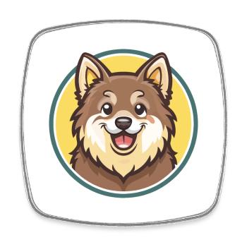 Finnish Lapphund Dog Breed Cartoon Kawaii Clipart - Square fridge magnet - white - Front