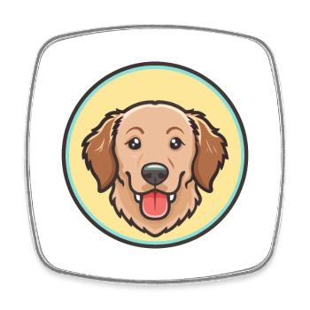 Plat Retriever Chien Race Dessin Animé Kawaii Pet - Magnet carré - blanc - Devant