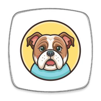Bouledogue anglais Chien Race Dessin animé Kawaii Clipart - Magnet carré - blanc - Devant